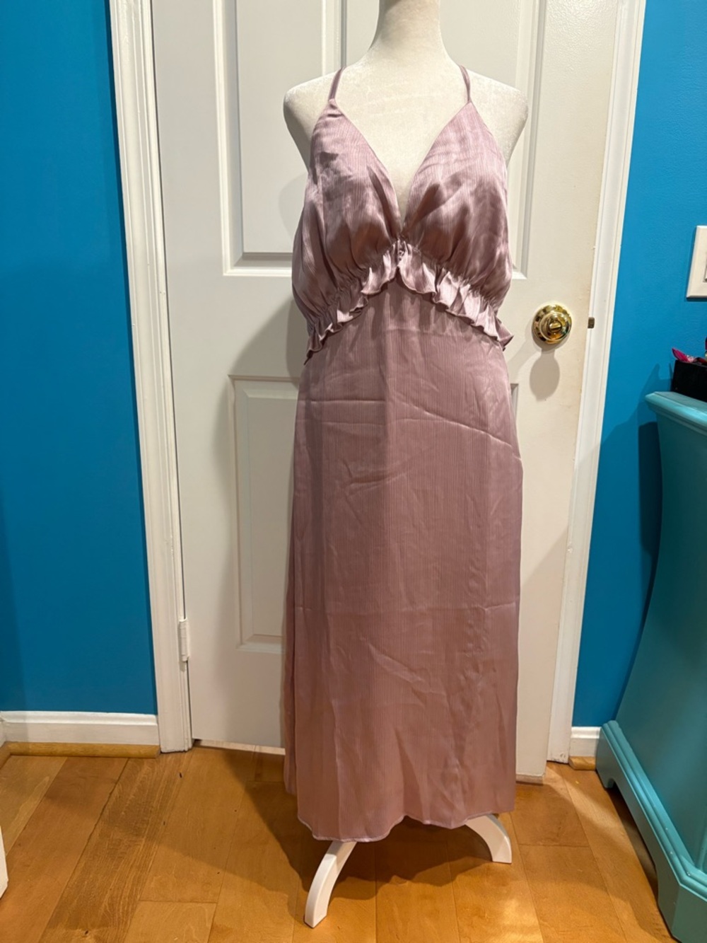 Y.A.S. asos slip satin cocktail dress long midi pink lilac new NWT romantic boho
